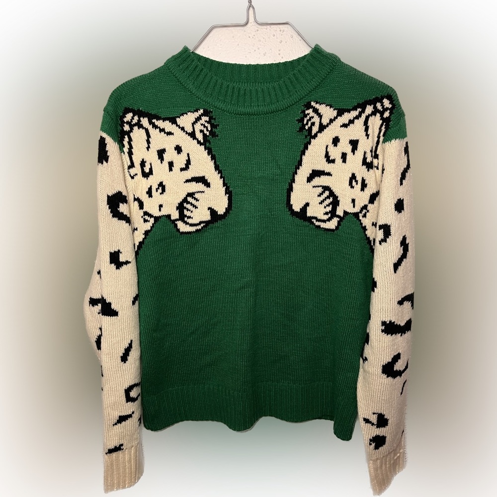 Leopard sleeve sweater